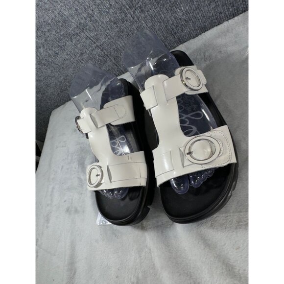 Alegria womens size 9  EURO 39 White Leather Sandals With Buckles slip on - Picture 13 of 16